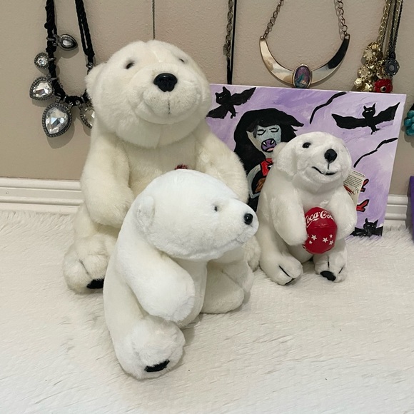 VTG 90s Coca Cola white polar bears stuffed animals - Picture 3 of 12